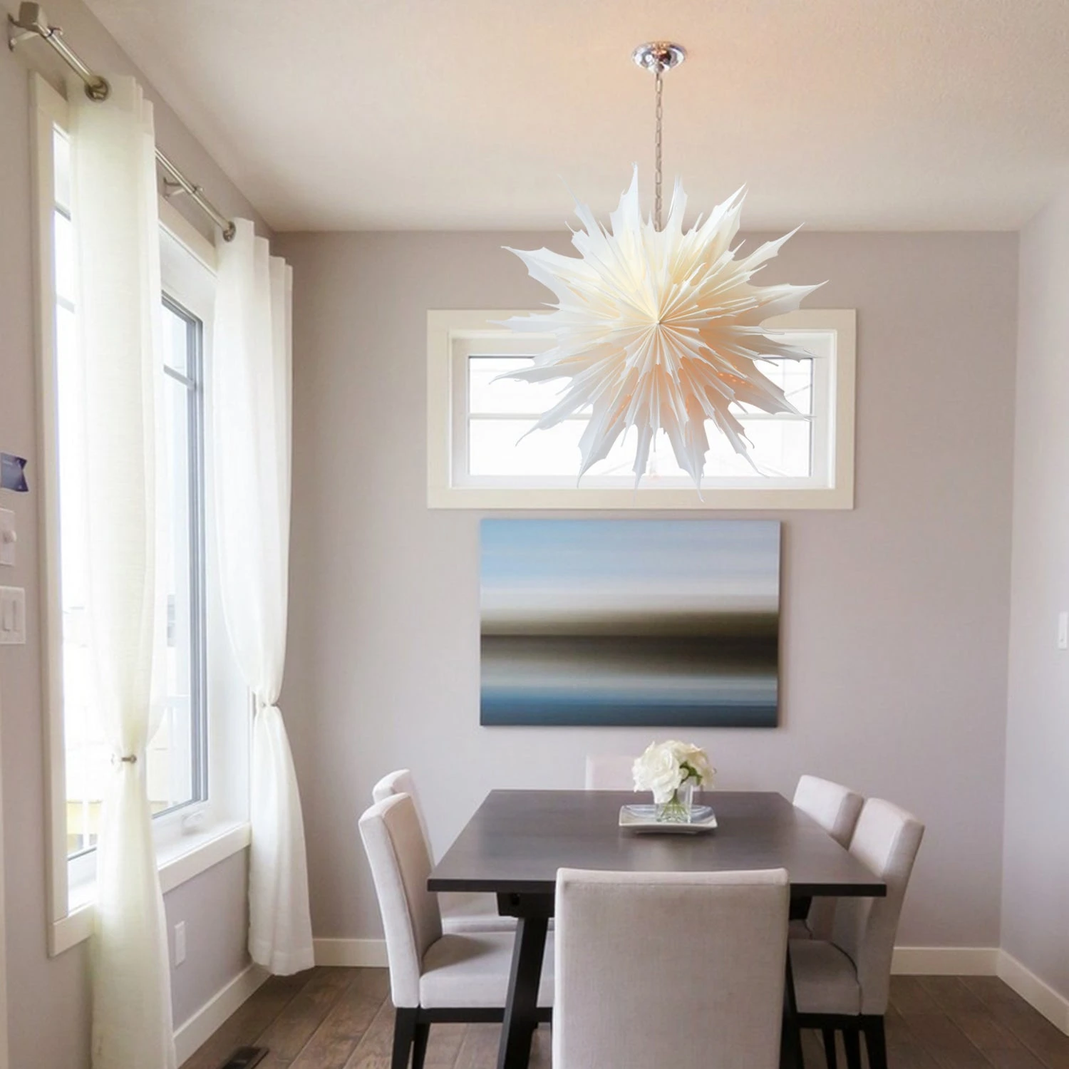 32" White Sleet Snowflake Lantern Pizzelle Design - Great With Or Without Lights - Ideal For Holiday And Snowflake Decorations, Weddings, Parties, And Home Decor 4 32" White Sleet Snowflake Lantern Pizzelle Design - Great With Or Without Lights - Ideal For Holiday And Snowflake Decorations, Weddings, Parties, And Home Decor - Image 2