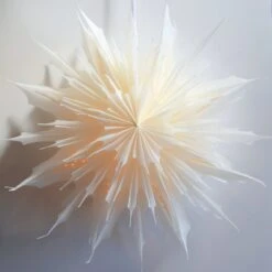 32" White Sleet Snowflake Lantern Pizzelle Design - Great With Or Without Lights - Ideal For Holiday And Snowflake Decorations, Weddings, Parties, And Home Decor