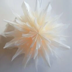 24" White Icicle Snowflake Lantern Pizzelle Design - Great With Or Without Lights - Ideal For Holiday And Snowflake Decorations, Weddings, Parties, And Home Decor