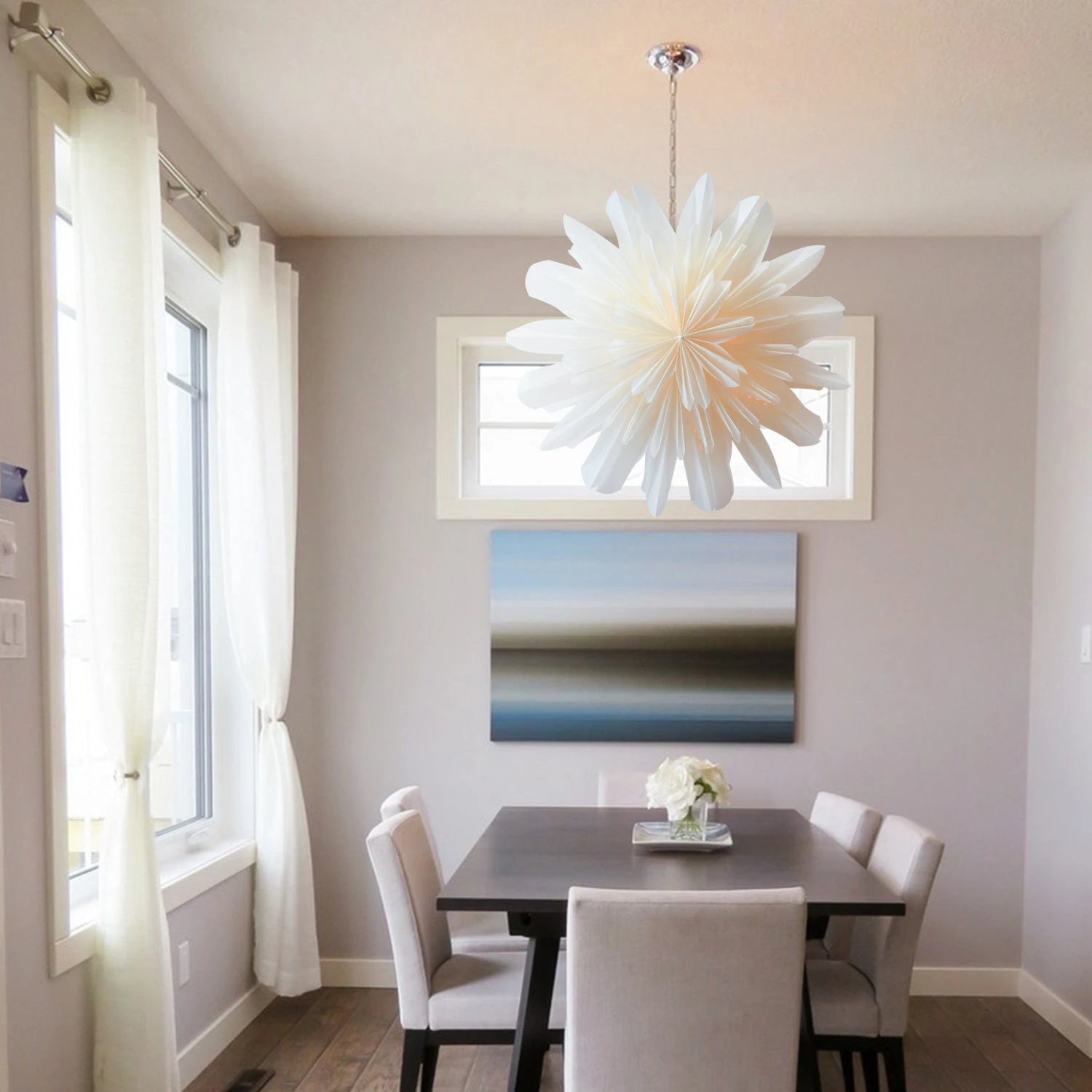 32" White Snowfall Snowflake Lantern Pizzelle Design - Great With Or Without Lights - Ideal For Holiday And Snowflake Decorations, Weddings, Parties, And Home Decor 4 32" White Snowfall Snowflake Lantern Pizzelle Design - Great With Or Without Lights - Ideal For Holiday And Snowflake Decorations, Weddings, Parties, And Home Decor - Image 2