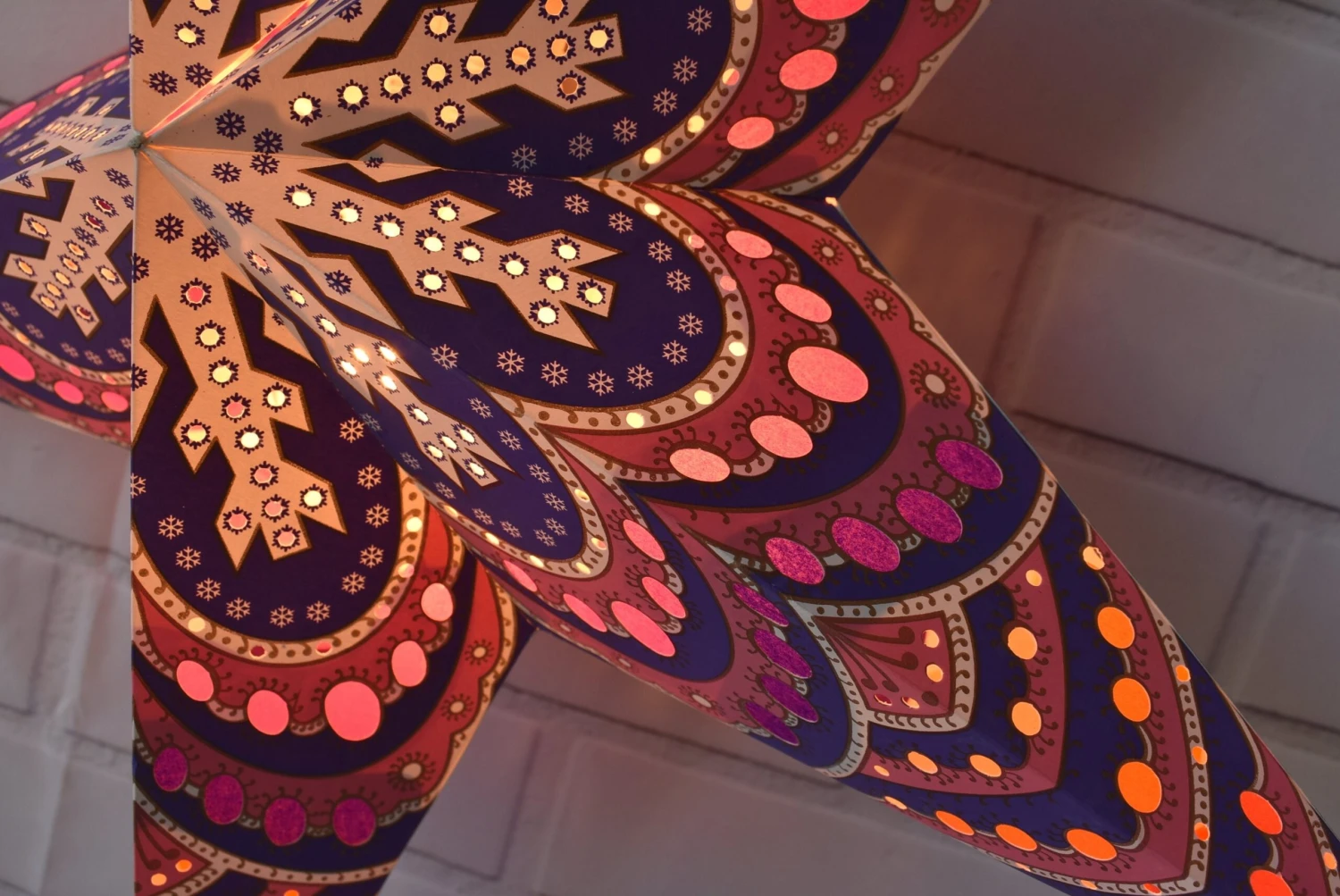 24" Purple Snowflake Paper Star Lantern, Hanging Wedding & Party Decoration 6 24" Purple Snowflake Paper Star Lantern, Hanging Wedding & Party Decoration - Image 4