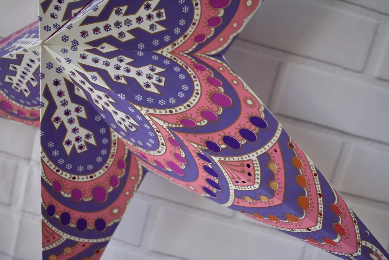 24" Purple Snowflake Paper Star Lantern, Hanging Wedding & Party Decoration 5 24" Purple Snowflake Paper Star Lantern, Hanging Wedding & Party Decoration - Image 3