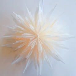 24" White Hiemal Snowflake Lantern Pizzelle Design - Great With Or Without Lights - Ideal For Holiday And Snowflake Decorations, Weddings, Parties, And Home Decor