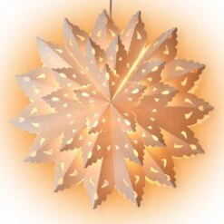 Quasimoon Pizzelle Paper Snowflake Lantern (22-Inch, Bright White, Blizzard Wreath Snowflake Design) - Great With Or Without Lights - Holiday Snowflake Decoration -Lights Decor Shop SD76lit1 ac18a836 4f45 4a05 a382 7725a34508fa