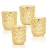 4-PACK | Vintage Mercury Glass Candle Holder (3-Inch, Small Rachel Design, Gold) - For Use With Tea Light - Decorative Candle Holder For Home Decor And Wedding Centerpieces -Lights Decor Shop V232GD 4
