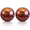 2-PACK | Vintage Mercury Glass Vase And Candle Holder (3.25-Inches, Small Josephine Design, Rustic Copper Red) - Use With Tea Lights - For Home Décor, Parties And Weddings -Lights Decor Shop V236CPM 2