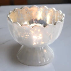 6 Pack | Vintage Mercury Glass Chalice Candle Holders (3-Inch, Suzanne Design, Sundae Cup Motif, Pearl White) - For Use With Tea Lights - For Home Decor, Parties And Wedding Decorations -Lights Decor Shop V29PR alt 4ea7ead6 85a9 4674 a013 18b033cb753d