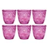 6 Pack | Faceted Vintage Glass Candle Holders (2.75-Inch, Lillian Design, Fuchsia / Hot Pink) - Use With Tea Lights - For Home Decor, Parties And Wedding Decorations -Lights Decor Shop V303RP 6 fuchsia pink lillian candle holder set 6 square