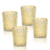 4-PACK | Vintage Mercury Glass Candle Holder (3-Inch, Zariah Design, Gold) - For Use With Tea Lights - For Home Decor, Parties, And Wedding Decorations -Lights Decor Shop V35GD 4
