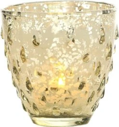 Allure Gold Mercury Glass Tea Light Votive Candle Holders (Set Of 5, Assorted Designs And Sizes) -Lights Decor Shop V36GD325