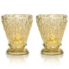 2-PACK | Vintage Mercury Glass Candle Holder (4-Inch, Rosemary Design, Gold) - For Use With Tea Lights - For Home Decor, Parties, And Wedding Decorations -Lights Decor Shop V38GD 2