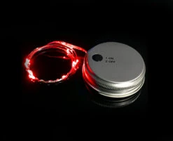 BLOWOUT MoonBright™ LED Mason Jar Light, Battery Powered For Wide Mouth - Red (Lid Light Only)