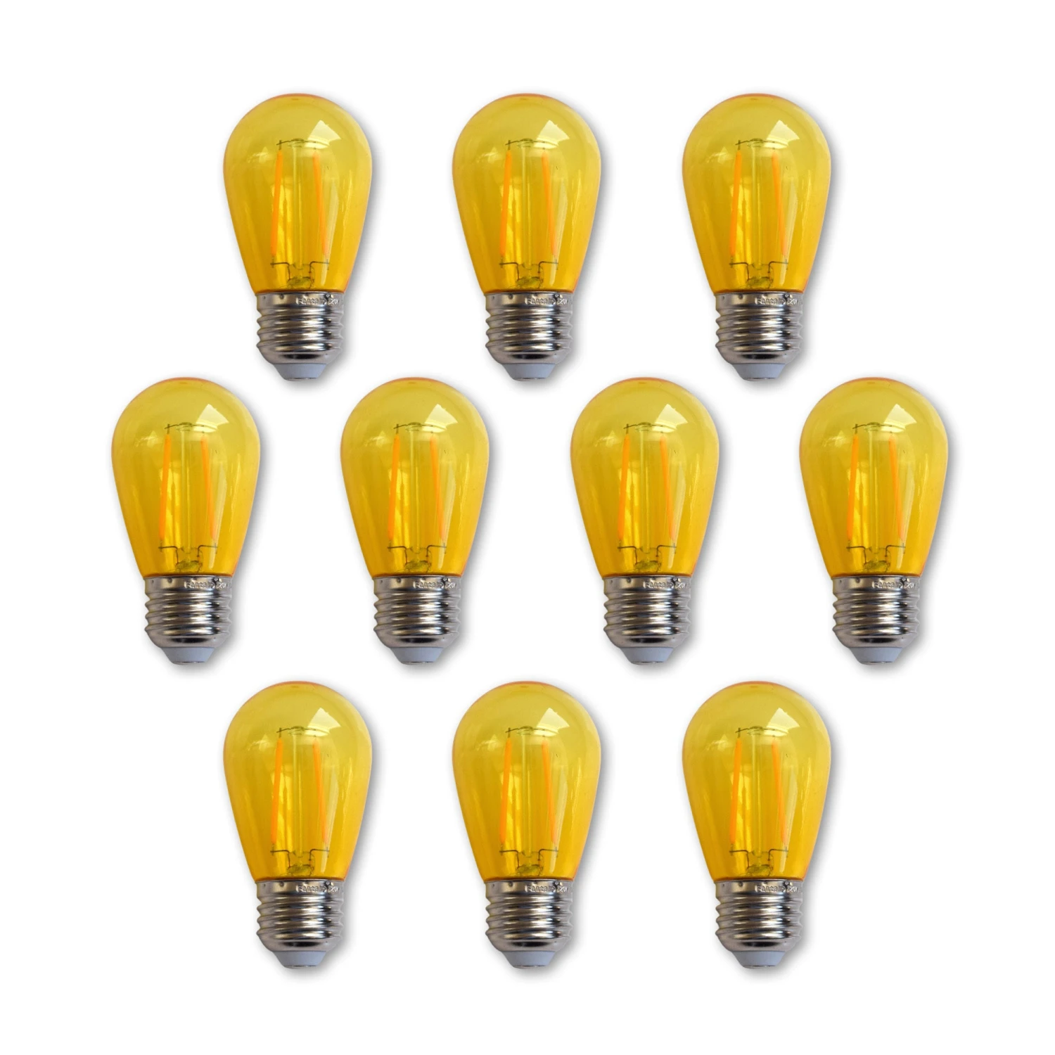 10-PACK Yellow LED Filament S14 Shatterproof Energy Saving Color Light Bulb, Dimmable, 2W,E26 Medium Base 3 10-PACK Yellow LED Filament S14 Shatterproof Energy Saving Color Light Bulb, Dimmable, 2W,E26 Medium Base
