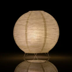 Beige/Ivory Round Centerpiece Candle Lantern W/ Fine Lines (Lantern Only) -Lights Decor Shop beige fine line round centerpiece candle lantern image 1