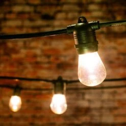 BLOWOUT (CORD ONLY) 15 Socket Outdoor Commercial String Light Set, 31 FT Black Cord, Weatherproof -Lights Decor Shop black 54 commercial grade heavy duty outdoor string lights w 24 sockets bulbs included 69 fe0f5e24 96a7 4131 9094 aeaf33b73e6f