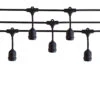 (Cord Only) 24 Suspended Socket SJTW Outdoor Commercial DIY String Light 54 FT Black Cord W/ E26 Medium Base, Weatherproof