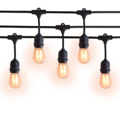 (Cord Only) 15 Suspended Socket Outdoor Commercial Weatherproof SJTW String Light Set, 48FT Black Cord W/ E26, 14AWG -Lights Decor Shop blackoutdrop c6fa8f8c eeb8 462c a628 dd14799e0a72
