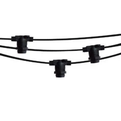 (Cord Only) 25 Socket Outdoor Commercial DIY String Light 29 FT Black Cord W/ E12 C7 Base, Weatherproof