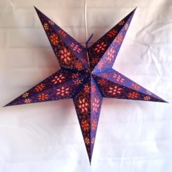 24" Blue / Copper Glitter Winds Paper Star Lantern, Hanging Decoration