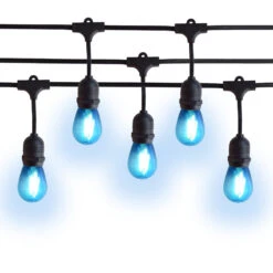 10 Suspended Multi-Color Outdoor Commercial String Light Set, 21 FT Black Cord W/ 2-Watt Shatterproof LED Bulbs, Weatherproof SJTW -Lights Decor Shop bluelit blk1 19f5087c ab73 4c77 82b0 788923991cff