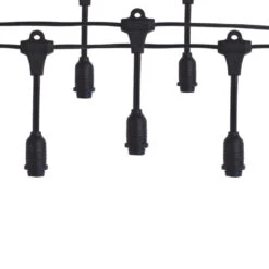 (Cord Only) 50 Socket Suspended Outdoor Commercial DIY String Light 54 FT Black Cord W/ E12 C7 Base, Weatherproof