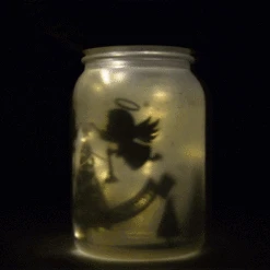 Decorative Christmas Holiday Frosted Warm White Mason Jar Luminaries Lantern Set (Battery Operated, 4 PACK) -Lights Decor Shop christmas holiday rustic frosted mason jar lights set warm white image 3