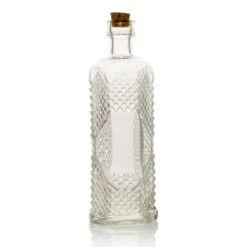 6.5" Aria Clear Vintage Glass Bottle With Cork - DIY Wedding Flower Bud Vases