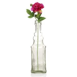 6.5" Ella Clear Vintage Glass Bottle With Cork - DIY Wedding Flower Bud Vases