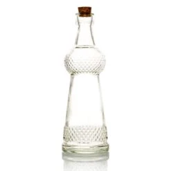 6.6" Savannah Clear Vintage Glass Bottle With Cork - DIY Wedding Flower Bud Vases