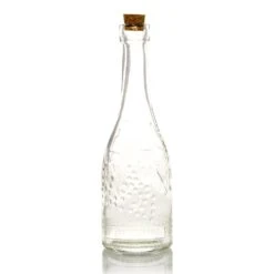 6.6" Stella Clear Vintage Glass Bottle With Cork - DIY Wedding Flower Bud Vases