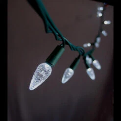 BLOWOUT 25 Outdoor Cool White LED C7 Strawberry String Lights, 16.6FT Green Cord, Weatherproof, Expandable