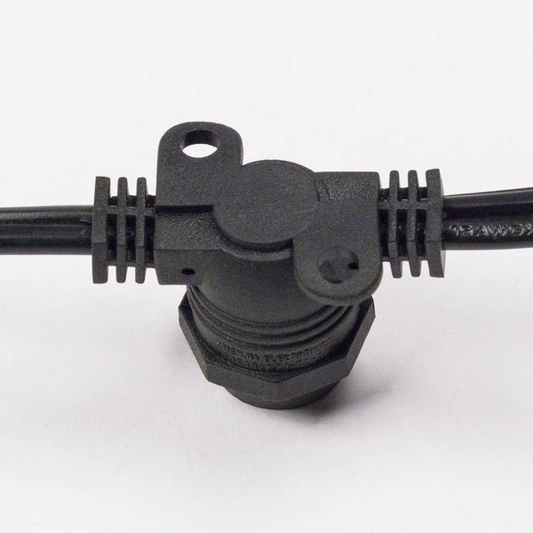 (Cord Only) 50 Socket Outdoor Commercial DIY String Light 54 FT Black Cord W/ E12 C7 Base, Weatherproof 5 (Cord Only) 50 Socket Outdoor Commercial DIY String Light 54 FT Black Cord W/ E12 C7 Base, Weatherproof - Image 3