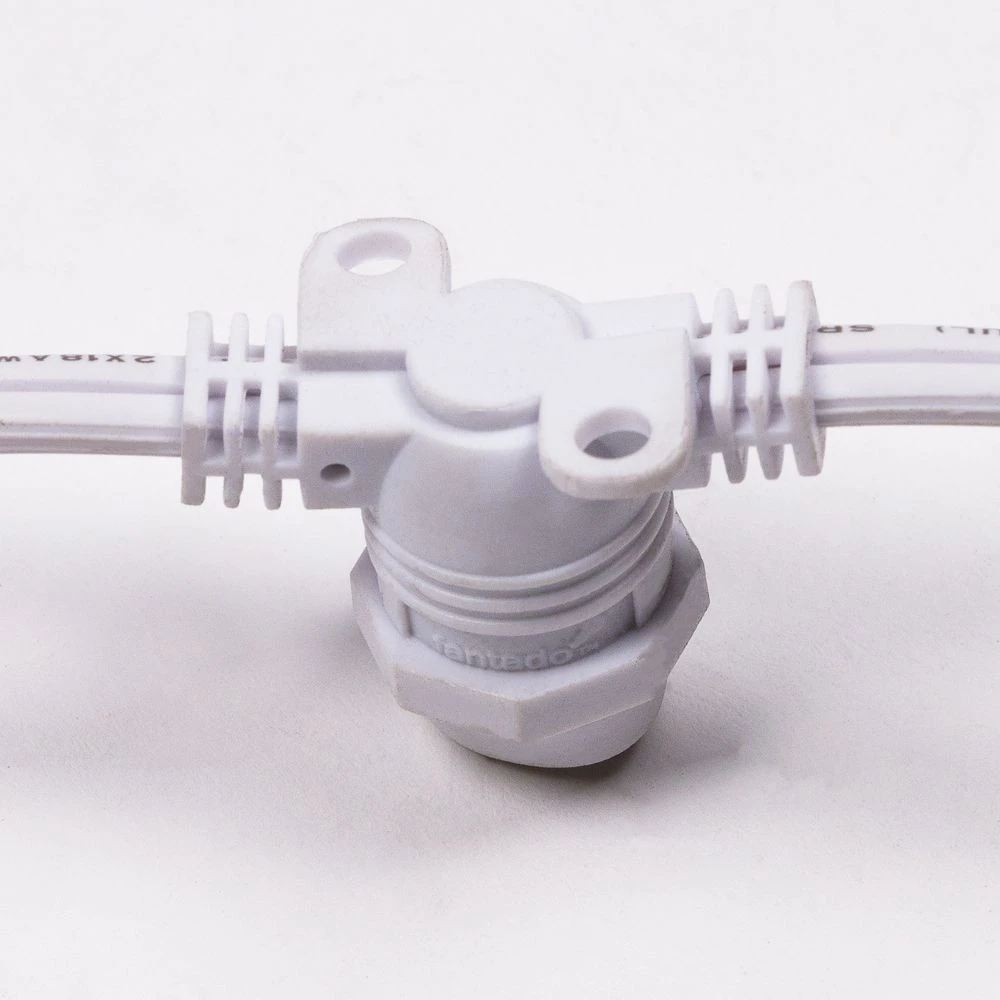 (Cord Only) 50 Socket Outdoor Commercial DIY String Light 54 FT White Cord W/ E12 C7 Base, Weatherproof 6 (Cord Only) 50 Socket Outdoor Commercial DIY String Light 54 FT White Cord W/ E12 C7 Base, Weatherproof - Image 4