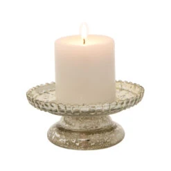 BLOWOUT 2.5" Silver Anna Mercury Glass Pillar Candle Stand