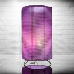 Cylinder Fine Line Color-Changing LED Table Top Lantern Lamp Light KIT W/ Remote, Omni360 Battery Powered