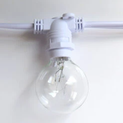 BLOWOUT 50 Socket Outdoor Commercial String Light Set, Clear Globe Bulbs, 54 FT White Cord W/ E12 C7 Base, Weatherproof 15 BLOWOUT 50 Socket Outdoor Commercial String Light Set, Clear Globe Bulbs, 54 FT White Cord W/ E12 C7 Base, Weatherproof -Lights Decor Shop e12outdoorALT