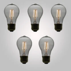 BLOWOUT 11-Watt Incandescent PS50 Vintage Edison Light Bulb, Squirrel Cage Filament, E26 Base (5-PACK)