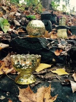 6 Pack | Vintage Mercury Glass Vase And Candle Holders (3.25-Inches, Small Josephine Design, Gold) - Use With Tea Lights - For Home Décor, Parties And Weddings -Lights Decor Shop fallgoldmercuryglass