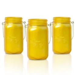 BLOWOUT (6-Pack) Fantado Wide Mouth Frosted Yellow Gold Color Mason Jar W/ Handle, 32oz