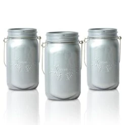 BLOWOUT (6-Pack) Fantado Wide Mouth Matte Silver Mason Jar W/ Handle, 32oz