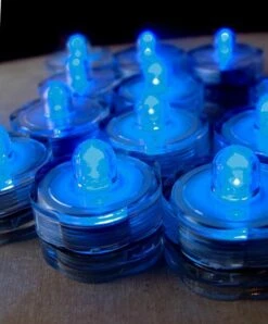 BLOWOUT Blue LED Submersible Waterproof Flower Floral Tea Lights (Twist On/Off) (12 Pack) -Lights Decor Shop flower floral led light submersible 12 blue image 2 81b36950 1265 4eed befc 706bb3d33fa1