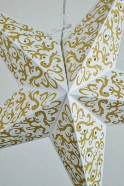 24" Gold Bramble Glitter Paper Star Lantern, Hanging 9 24" Gold Bramble Glitter Paper Star Lantern, Hanging -Lights Decor Shop glitter paper star lantern gold image 3