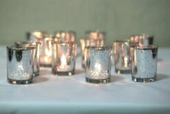 Vintage Mercury Glass Candle Holders (2.5-Inch, Lila Design, Liquid Motif, Gold) - For Use With Tea Lights - For Parties, Weddings And Homes -Lights Decor Shop gold lila mercury glass candle holder image 2