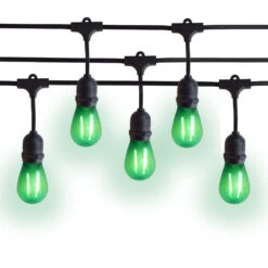 10 Suspended Multi-Color Outdoor Commercial String Light Set, 21 FT Black Cord W/ 2-Watt Shatterproof LED Bulbs, Weatherproof SJTW -Lights Decor Shop greenlit blk1 f851fa29 e674 4df0 8eac 8366db77369d