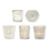 Royal Banquet Silver Mercury Glass Tea Light Votive Candle Holders (5 PACK, Assorted Designs And Sizes) -Lights Decor Shop gs03sv mercury glass royal flush set candle holder 1