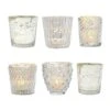 Vintage Romance Silver Mercury Glass Tea Light Votive Candle Holders (6 PACK, Assorted Styles) 1 Vintage Romance Silver Mercury Glass Tea Light Votive Candle Holders (6 PACK, Assorted Styles) -Lights Decor Shop gs05sv mercury glass romance set candle holder