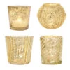 Royal Flush Mercury Glass Tealight Votive Candle Holders (Gold, Set Of 4, Assorted Designs And Sizes) - For Weddings, Events, Parties, And Home D̩ecor, Ideal Housewarming Gift 1 Royal Flush Mercury Glass Tealight Votive Candle Holders (Gold, Set Of 4, Assorted Designs And Sizes) - For Weddings, Events, Parties, And Home D̩ecor, Ideal Housewarming Gift -Lights Decor Shop gs09gd mercury glass royal flush set candle holder