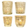 Vintage Chic Mercury Glass Tealight Votive Candle Holders (Gold, Set Of 4, Assorted Designs And Sizes) - Weddings, Events, Parties, And Home Décor -Lights Decor Shop gs10gd mercury glass chic set candle holder