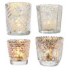 Vintage Chic Mercury Glass Tealight Votive Candle Holders (Silver, Set Of 4, Assorted Designs And Sizes) - For Weddings, Events, Parties, And Home Décor, Ideal Housewarming Gift -Lights Decor Shop gs10sv mercury glass chic set candle holder