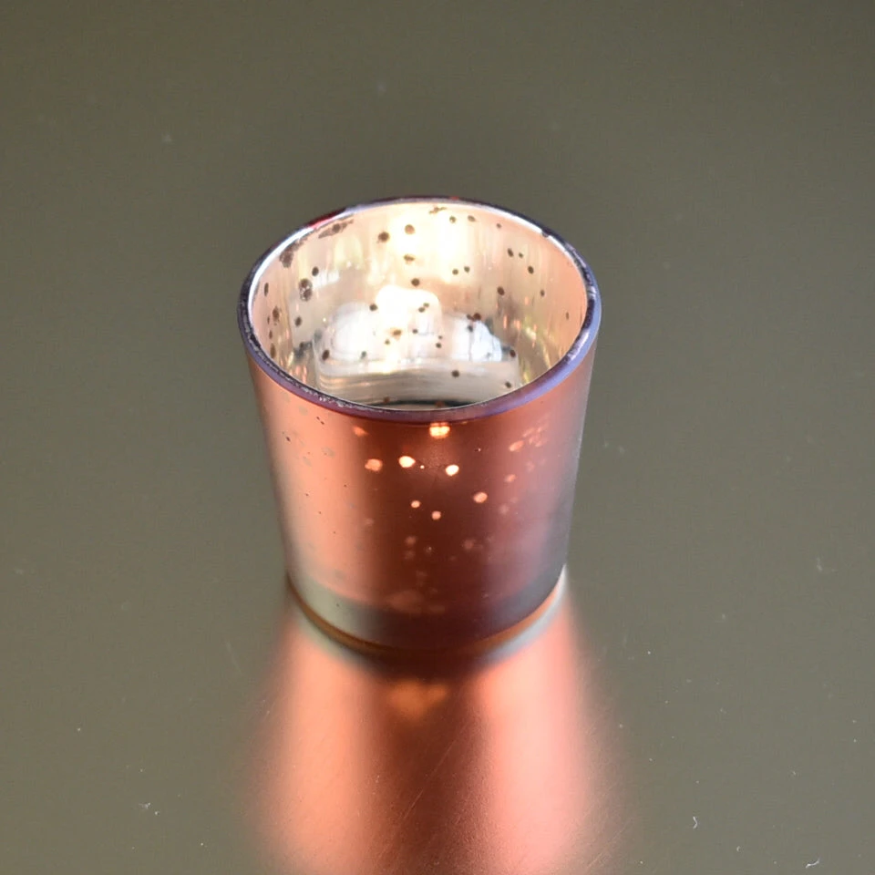 24 Pack | Vintage Mercury Glass Candle Holders (2.5-Inch, Lila Design, Liquid Motif, Rustic Copper Red) - For Use With Tea Lights - For Parties, Weddings And Homes 6 24 Pack | Vintage Mercury Glass Candle Holders (2.5-Inch, Lila Design, Liquid Motif, Rustic Copper Red) - For Use With Tea Lights - For Parties, Weddings And Homes - Image 4